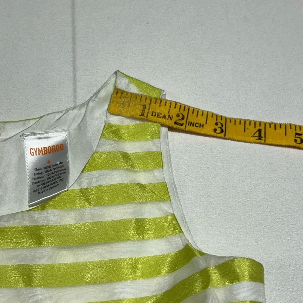 Gymboree Girls 4 Green White Striped Organza Dress Twirl Party Spring Easter